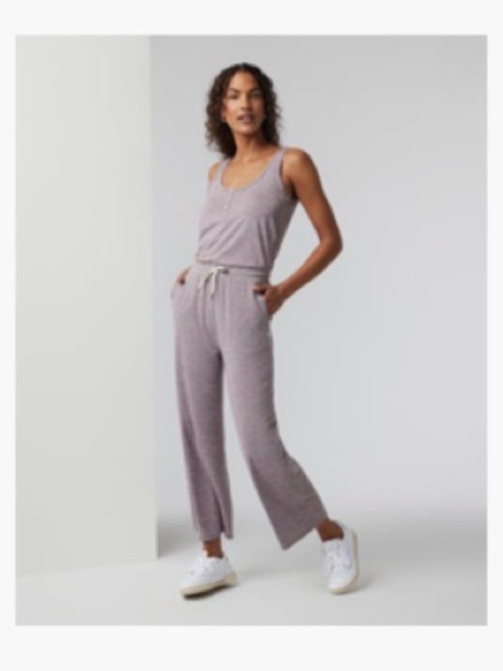 Vuori Heathered Lavender Scoop-Neck Jumpsuit